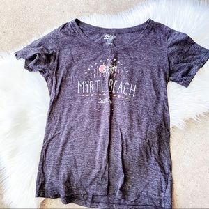 Blue 84 Gray Myrtle Beach South Carolina Graphic Short Sleeve V Neck Top